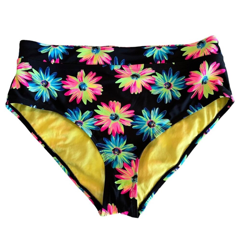 California Waves Womens Size 16/18 Gerber Daisy High Waist Bikini‎ Bottoms NWT